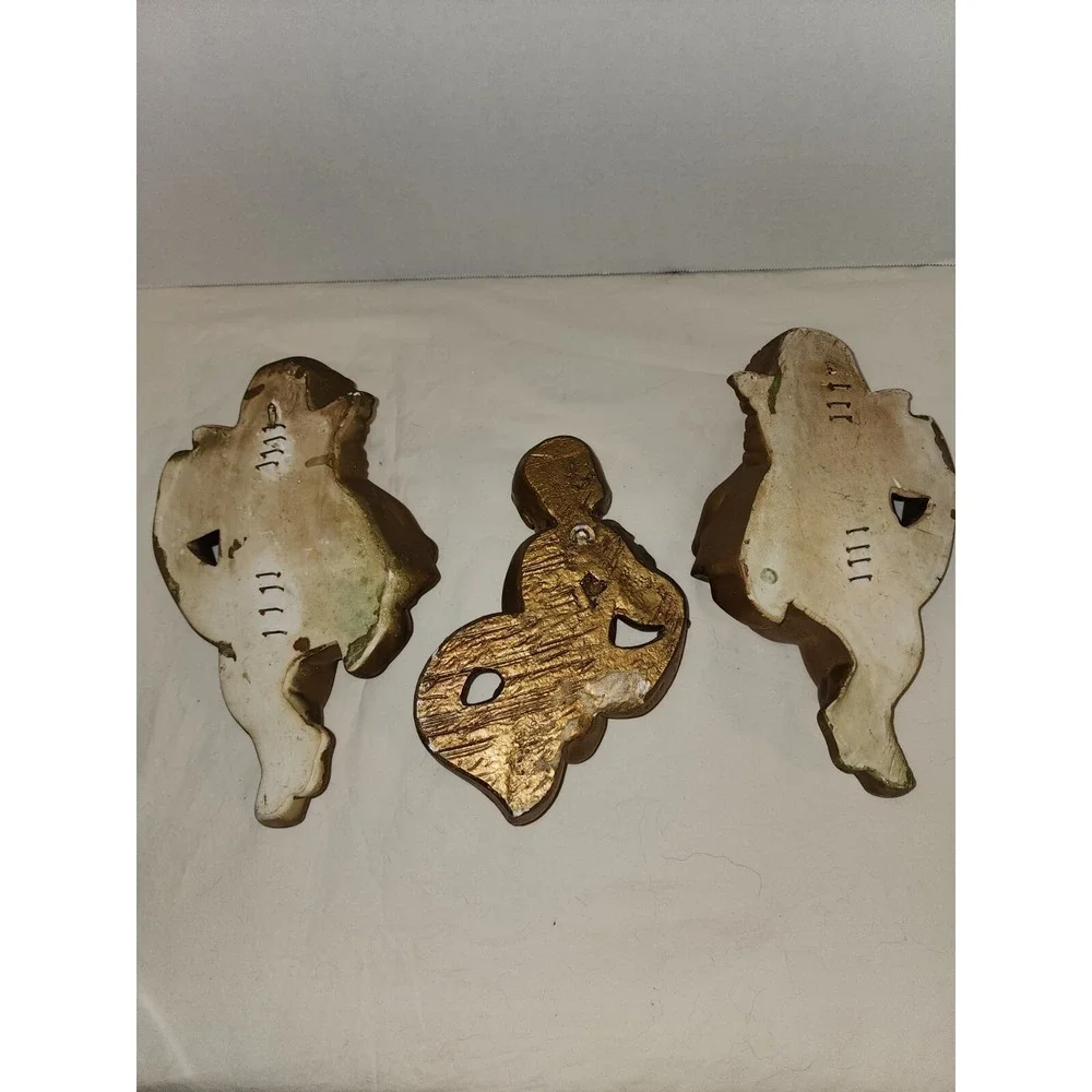 Vintage Chalkware Wall Hanging Cherubs 1966 Miller Studio Inc & 1963 A.r.k Ltd
